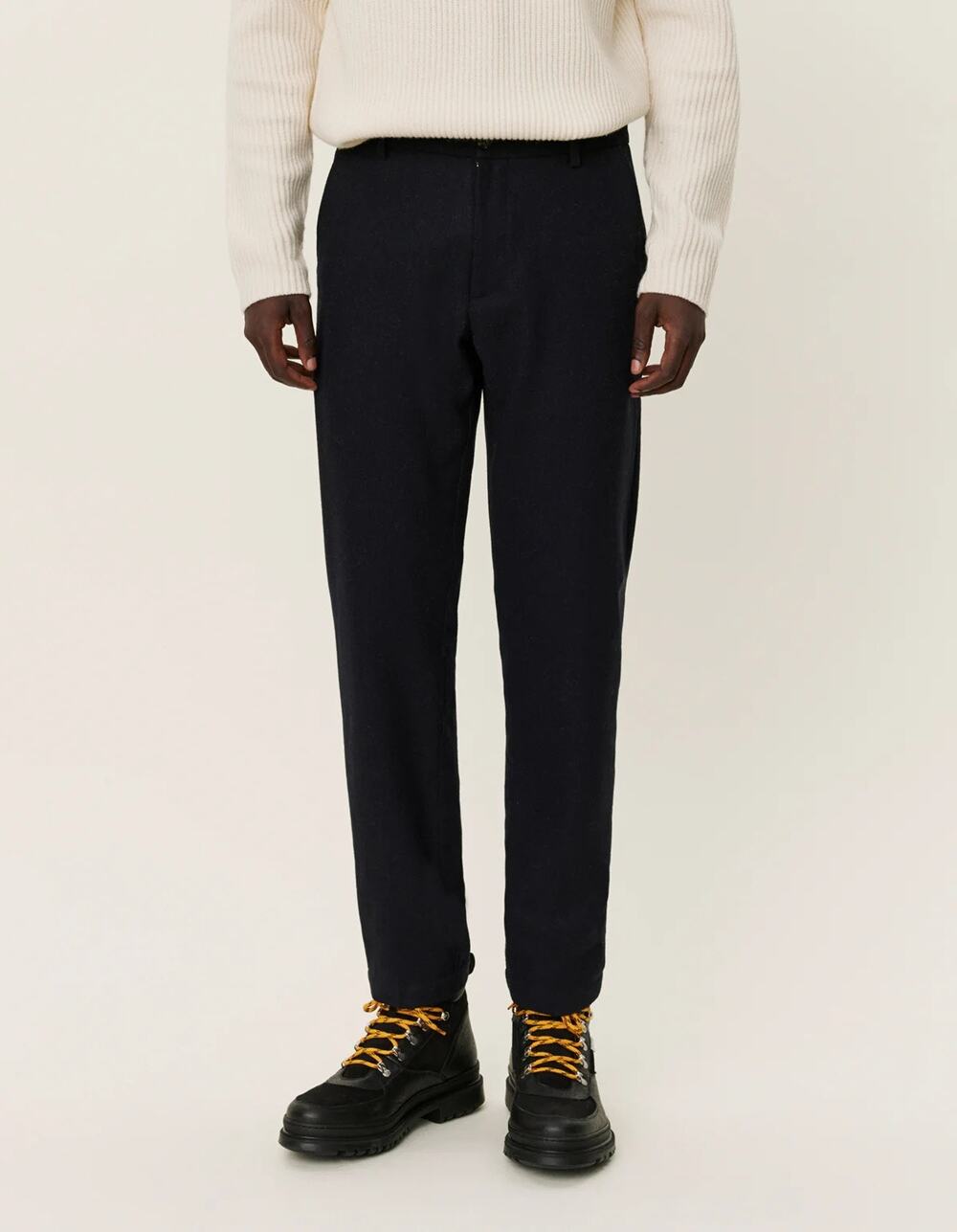 LES DEUX Como Reg Wool Suit Pants Dark Navy Melange Straight Fit Men's 31